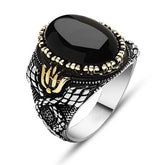 Silver Black Stone Men's Ring